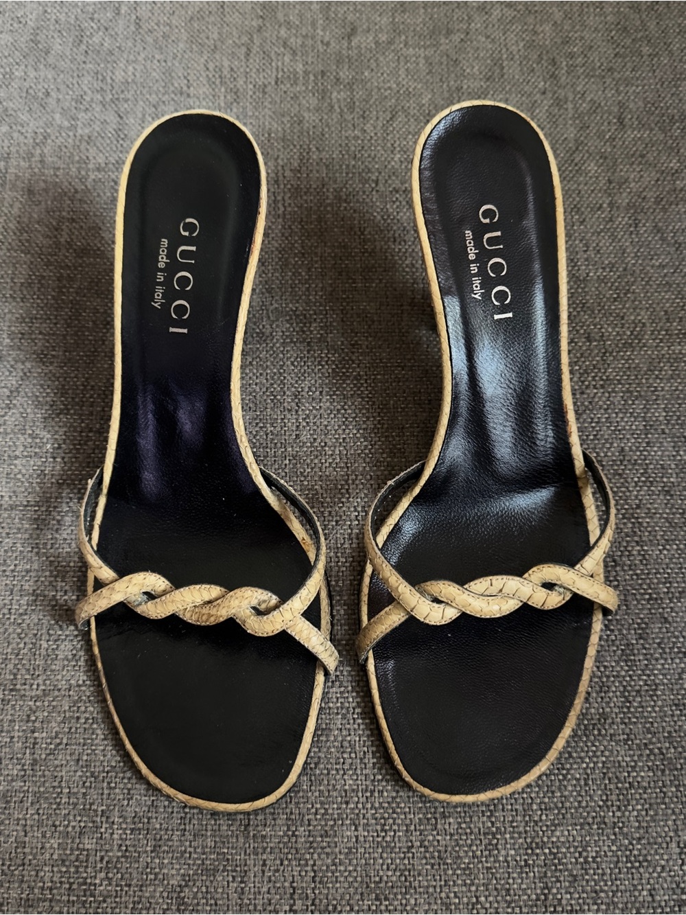 Vintage Gucci x Tom Ford python braided strappy heels